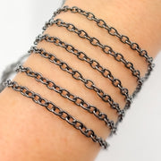 Black Rhodium Sterling Silver Cable Chain